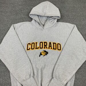 Vintage MV Sport Colorado Buffaloes Hoodie Mens Large Gray Pro Weave NCAA 90s